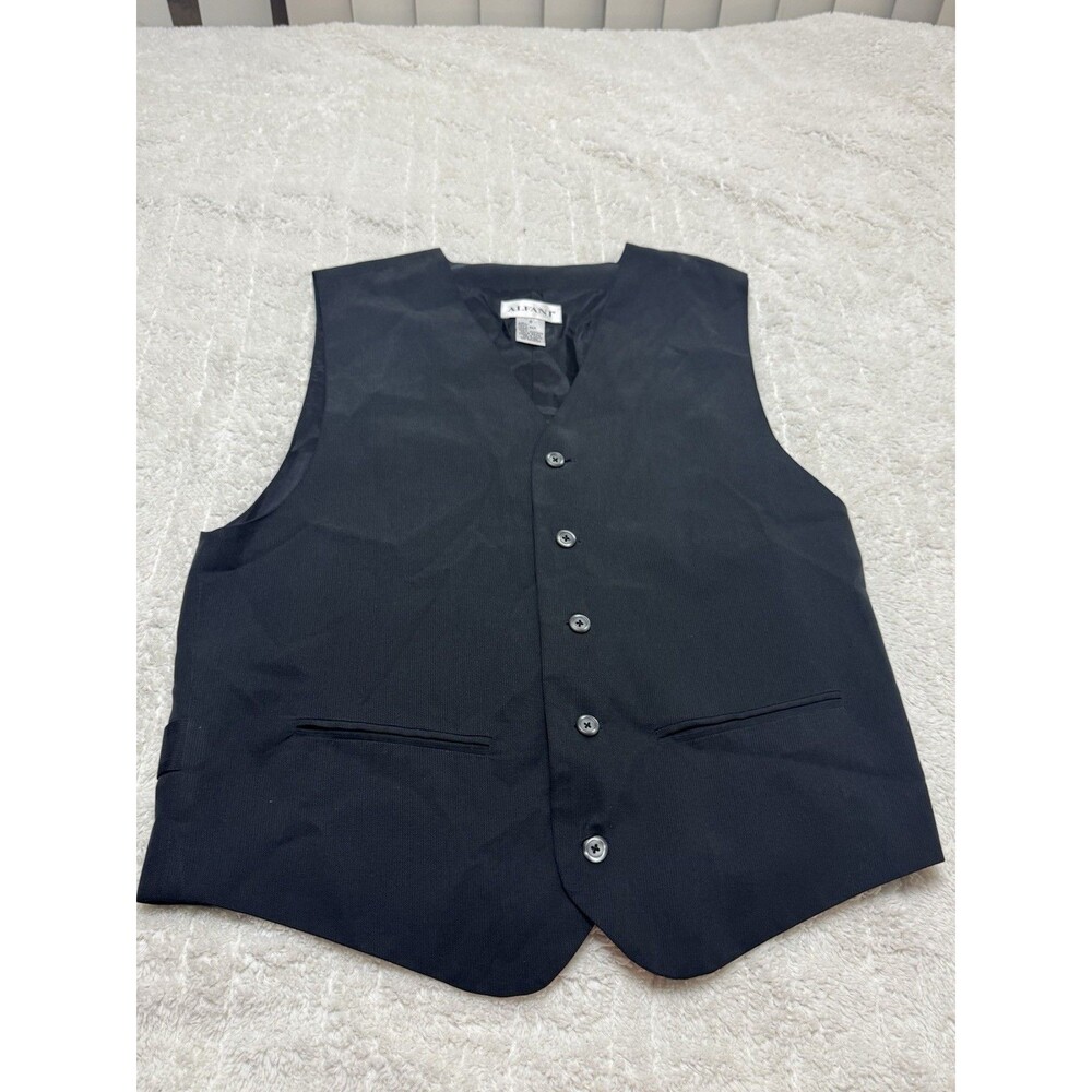 Alfani Men’s Black Silk Dress Vest Size S Button Front Formal Waistcoat